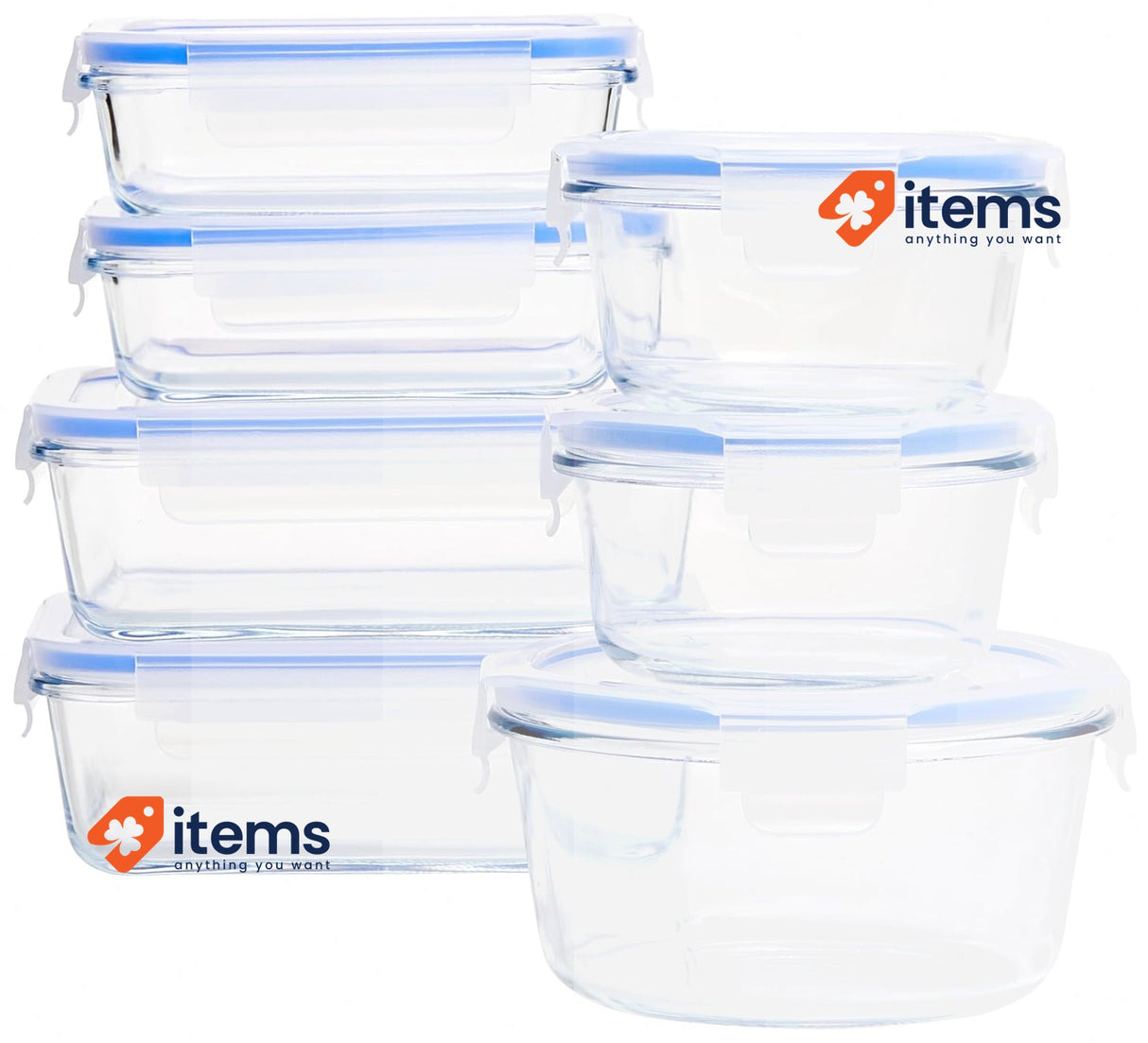 Amazon Basics Glass Food Storage Containers with Leak-Proof Lids, 14-Piece Set