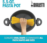 Bialetti 7550 Oval 5.5 Quart Pasta Pot with Strainer Lid, Nonstick Pepper Red