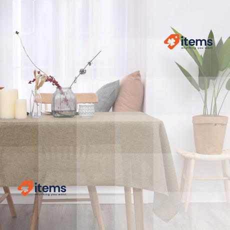 Deconovo Faux Linen Rectangle Water Resistant Table Cloth 150x240cm Light Brown