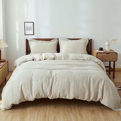 Simple&Opulence Super King Duvet Cover Set Natural Linen Super King