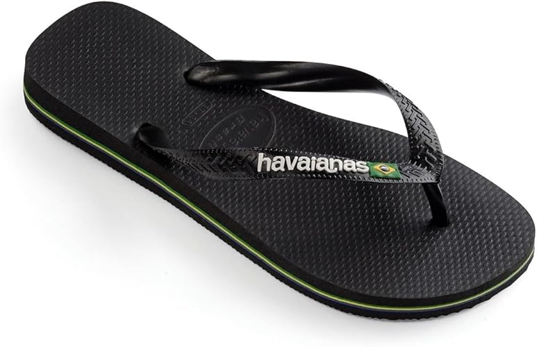 Havaianas Brasil Logo, Sandalias Unisex Adulto, Black/Black, 41/42