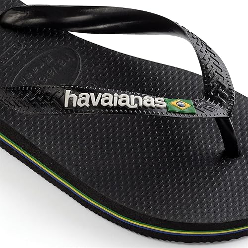 Havainanas Brasil Flip Flops Black Size Uk 7/8 EU 41/42