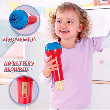 Hape Mighty Echo Microphone | Battery-Free Voice Amplifying Microphone Toy Red