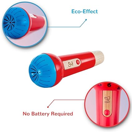 Hape Mighty Echo Microphone | Battery-Free Voice Amplifying Microphone Toy Red