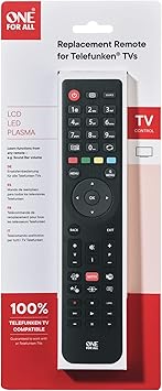 One For All Telefunken TV Remote Control Black