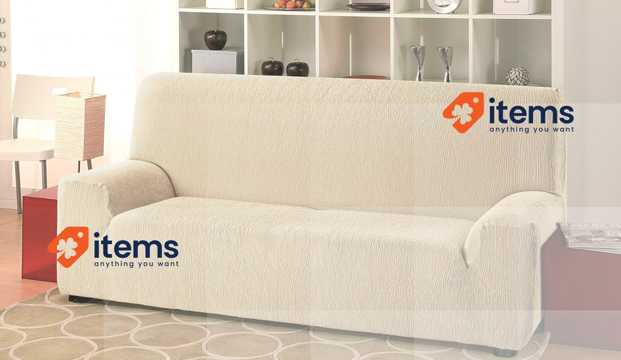 Martina Home 2 Seater Stretch Sofa Cover, 2 Seaters 120 to 170 cm Beige Plazas