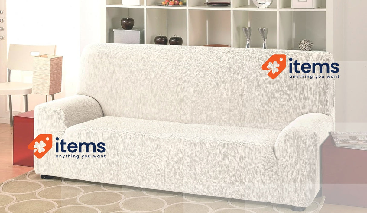 Martina Home 3 Seater Stretch Sofa Cover, Fabric, Ivory White 220 cm Plazas 170
