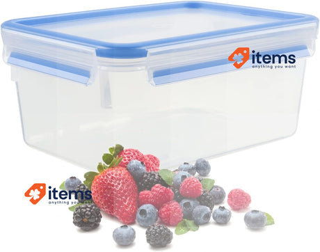 Tefal MasterSeal Fresh Box, Plastic Food Storage Container 3.7 Litre Clear/Blue
