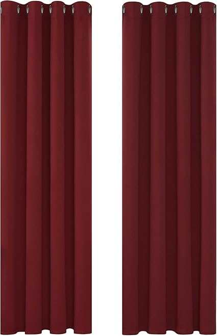 Deconovo Christmas Decorations Eyelet Blackout Curtains 55 x 102 Drop Red