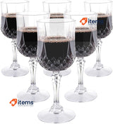 Alpina Wine Glasses Set of 6 - 200ml Hard Plastic Glasses - Crystal Effect