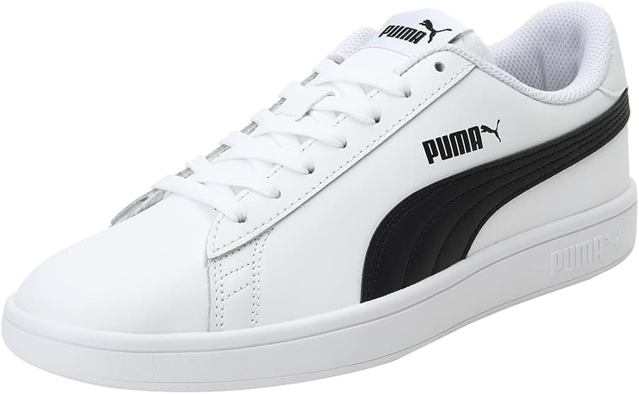 PUMA Unisex's Smash V2 L Low-top Sneakers
 White/Black Size UK 6 EU 39