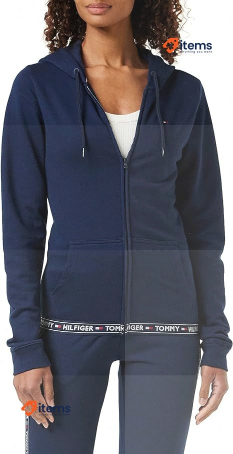 Tommy Hilfiger Women s Hoody HWK Pyjama Top Zipper Size Mediumj Blue Navy Zipped