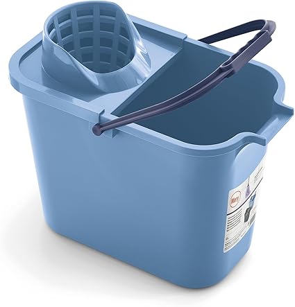 Mery Rectangular Bucket with Drainer, Polypropylene, Blue, 23 x 37 x 29 cm