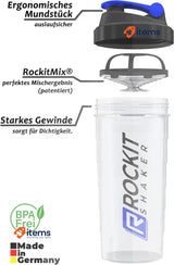 ROCKITZ 1000ml Protein Shaker & Drinking Bottle - BPA free Transparent