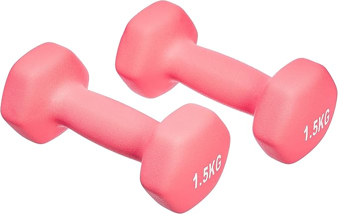 Amazon Basics Neoprene Dumbbell Pair, 3kgs ( 2 Pack of 1.5 kg), Pink