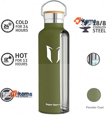 Super Sparrow Stainless Steel Water Bottle Vacuum Insulated Metal 750ml Bottles