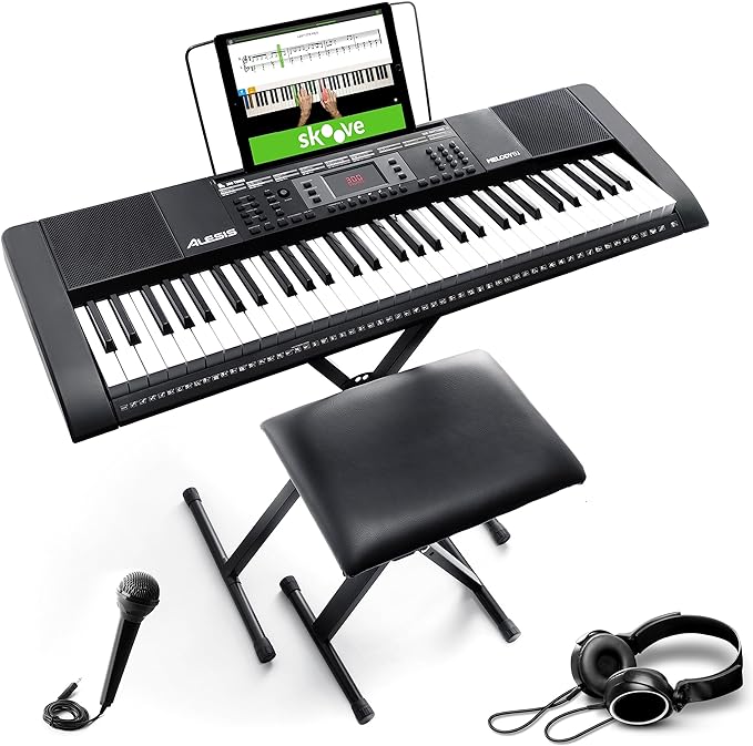 Alesis Melody 61 Key Keyboard Piano with Speakers, Stand, Stool