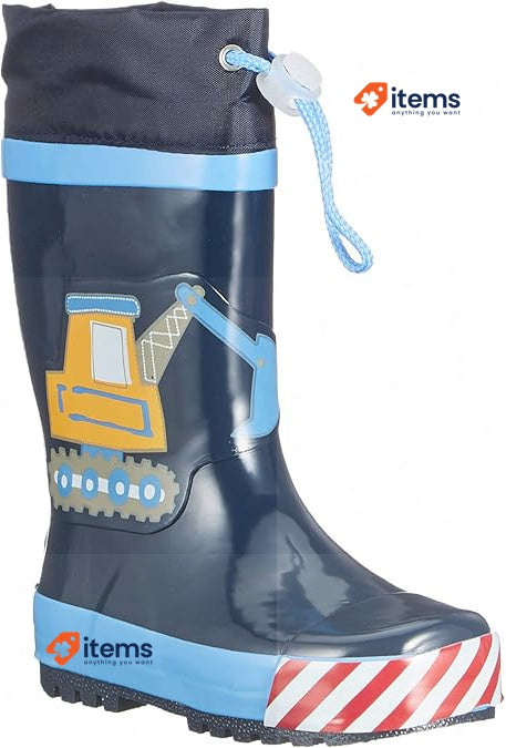 Playshoes Unisex Kid s Boys Wellies Building Site Boots Blue 10.5 UK Child GmbH