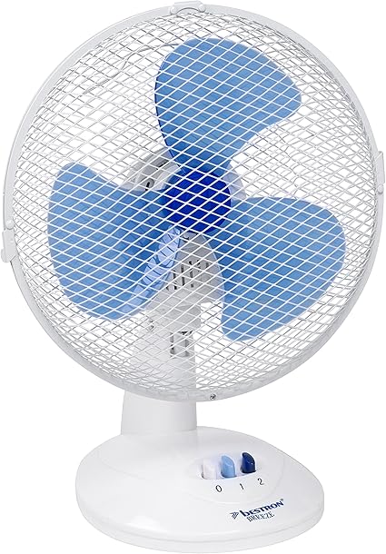 Bestron Mobile Table Fan Ø 27cm, Small Fan 2 Speed levels & 75° White