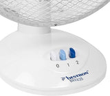 Bestron Mobile Table Fan Ø 27cm, Small Fan 2 Speed levels & 75° White