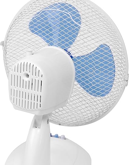 Bestron Mobile Table Fan Ø 27cm, Small Fan 2 Speed levels & 75° White