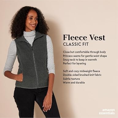 Amazon Essentials Women's Classic-Fit Sleeveless Polar Soft Fleece Vest