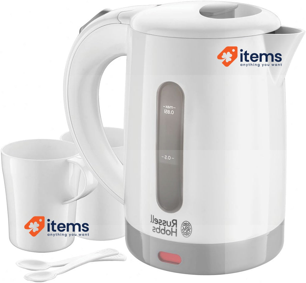 Russell Hobbs Electric Kettle Lightweight Travel 850 ml, 1000W White