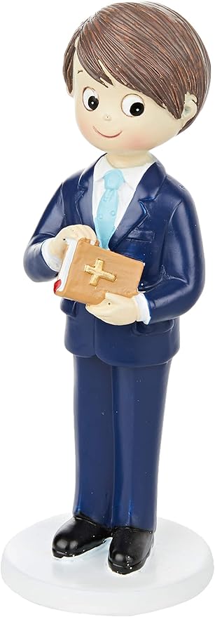 Mopec Figure for Communion Child with Suit and Bible in Hand Blue