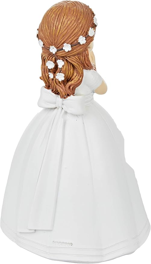 Mopec Communion Figure Girl Long Dress and Crown Flowers, Synthetic White