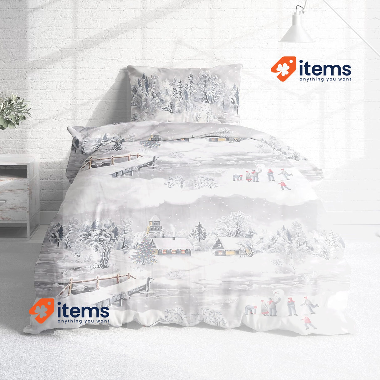 Träumschön Flannelette Bed Linen 135 x 200 2-Piece Silver / White