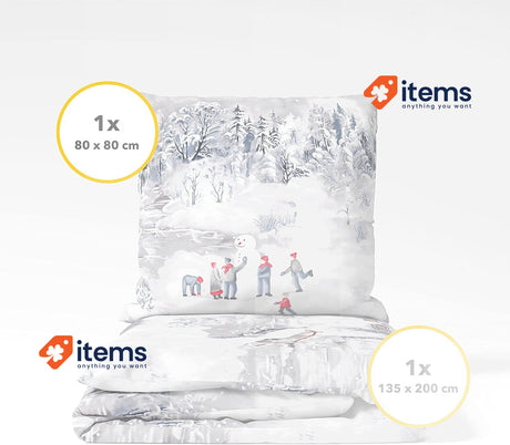 Träumschön Flannelette Bed Linen 135 x 200 2-Piece Silver / White