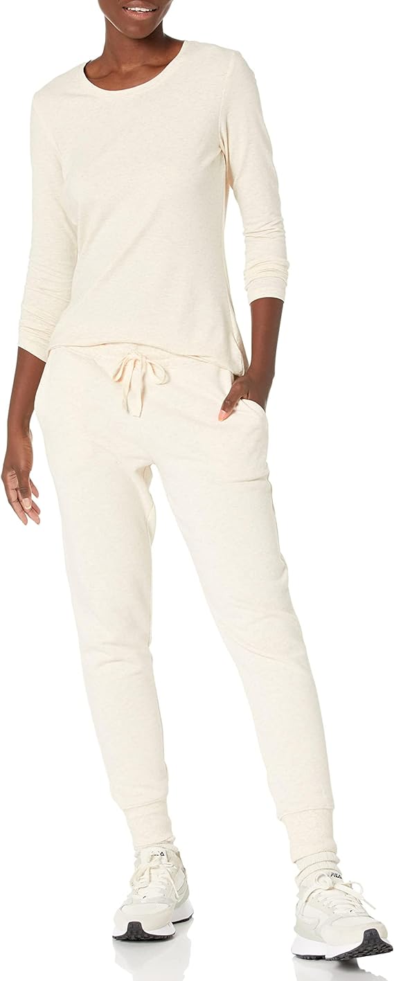 Amazon Essentials Women's Fleece Jogging Trouser Oatmeal Heather Large