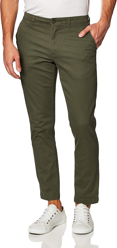 Amazon Essentials Men's Slim-Fit Stretch Chino Trouser Olive Green Size 32W/31L