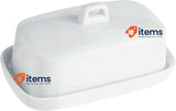 Nerthus Porcelain White Butter Dish 16L x 10W x 16.1H centimetres