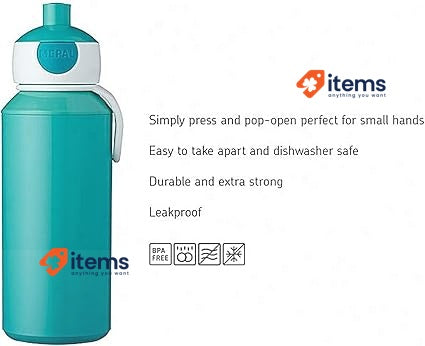 Mepal Drinking Bottle Pop-Up Leak Proof BPA-Free & Dishwasher Safe 400 ml Blue