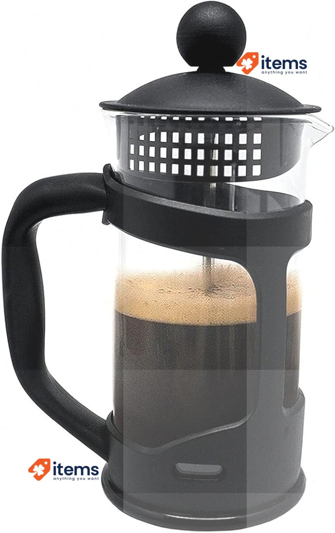 Nerthus FIH 319 French Coffee maker, PP/Wide Borosilicate/SS, Black, 350 ml