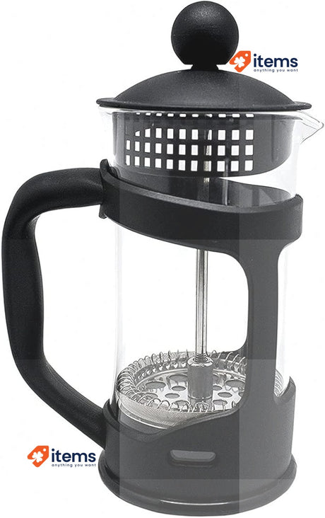 Nerthus FIH 319 French Coffee maker, PP/Wide Borosilicate/SS, Black, 350 ml