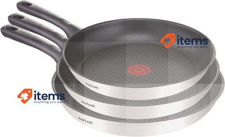 Tefal Daily Cook 3 Piece Pan Set: 20/24/26cm Stainless Steel Pans Non-Stick Spot