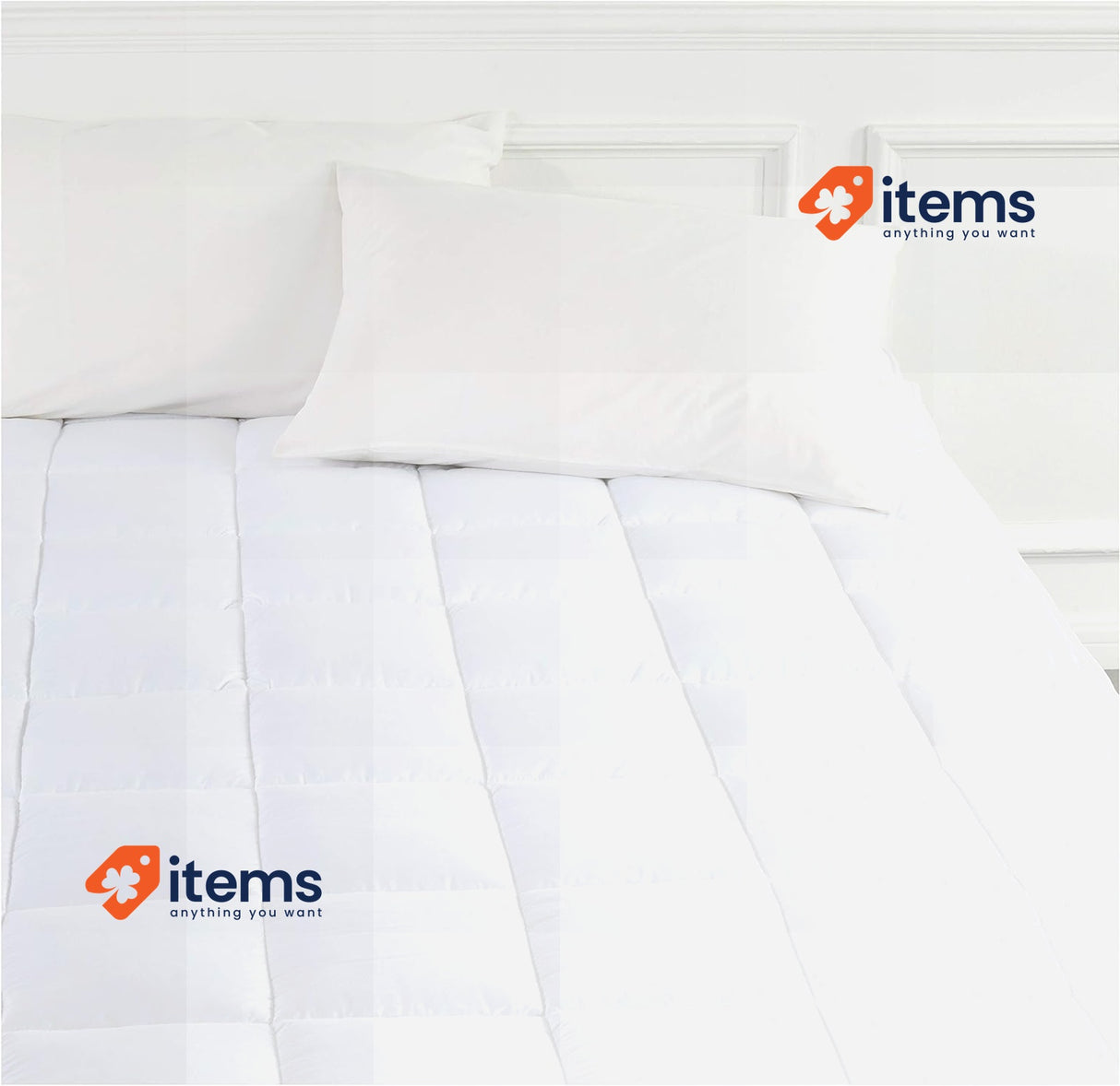 Amazon Basics Soft Mattress Protector, 160 x 200 x 30 cm, White Filling Straps