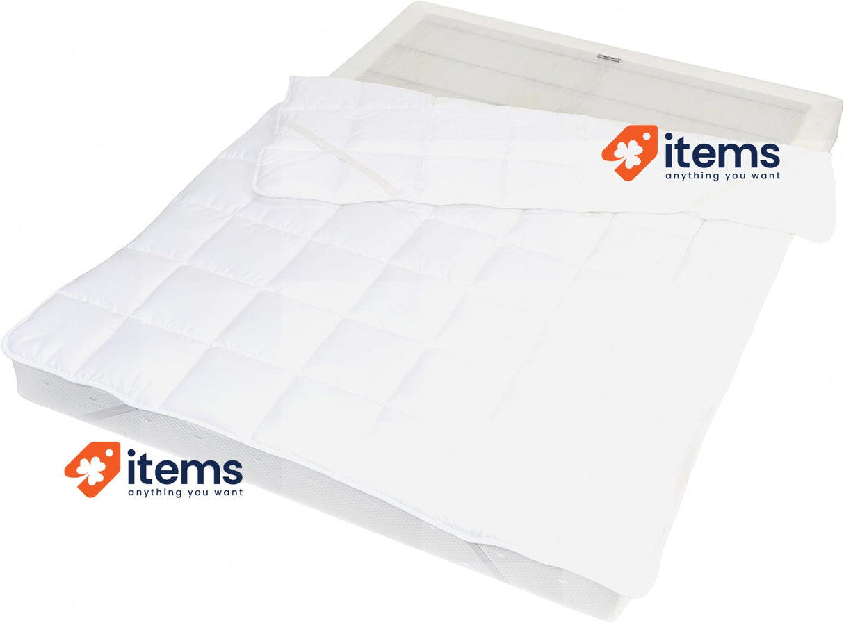 Amazon Basics Soft Mattress Protector, 160 x 200 x 30 cm, White Filling Straps