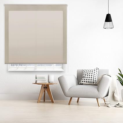 Blindecor Ara Plain Translucent Roller Blind, Light Brown, 160x250 cm