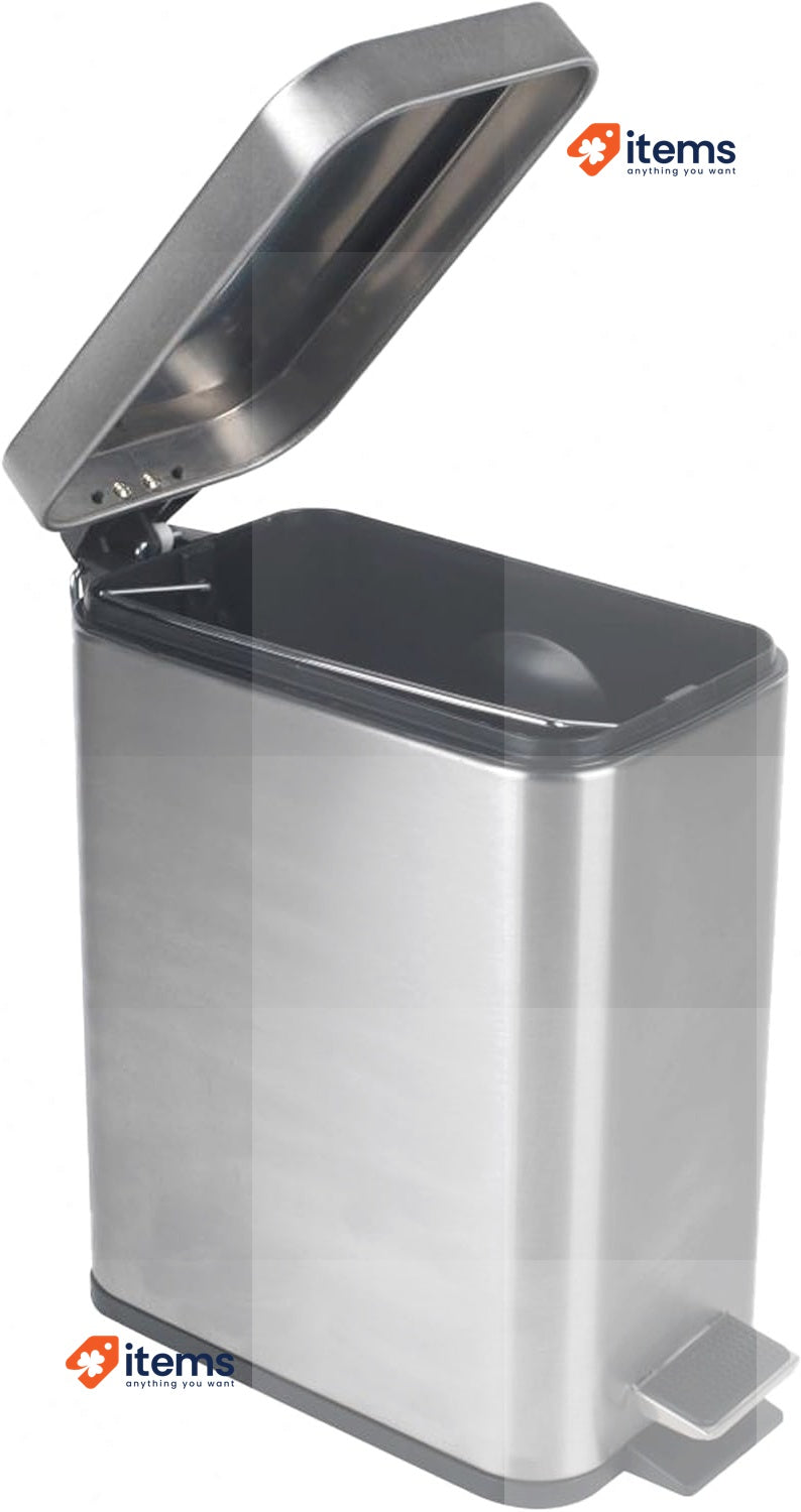 Beldray LA041173SS Rectangular Pedal Bin Small Rubbish Bin w/ Soft Closing Lid