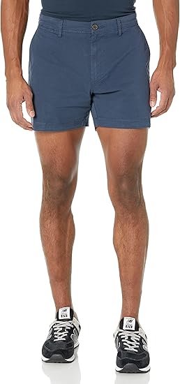 Amazon Essentials Men's Flatfront Chinoshorts Comfortable Stretch 28W Navy Blue