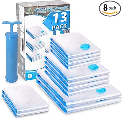 VOUNOT 12-Pack Vacuum Storage Bags for Clothes Grey