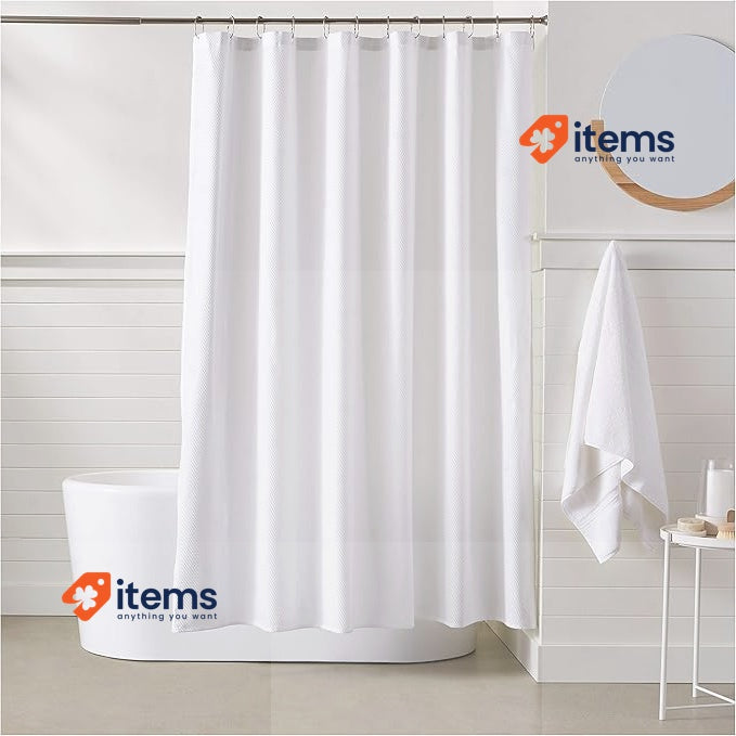 Amazon Basics Lightweight Super Soft Texture Shower Curtain, 183 x 183 cm White