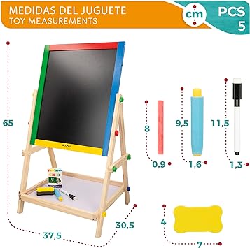 COLORBABY – Wooden Whiteboard and Black Play&Learn, Multi-Colour (43688)