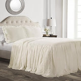 Lush Decor Ruffle Skirt Bedspread, Polyester, Pale Yellow/Ivory, King