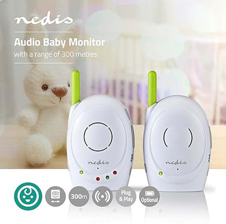 Nedis Audio Baby Monitor Wireless Phones with Intercom Set of 2 Green/White