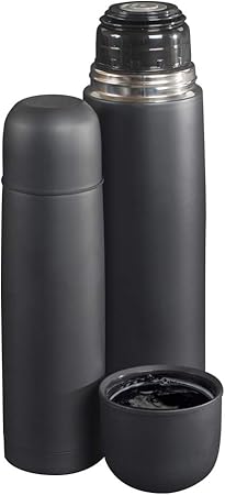 Metaltex Double Walled Thermos Flask, Black, 1 Litre