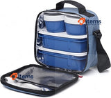 Tatay Insulate Bag, 3L Capacity, 4 Plastic Containers BPA Free, Blue Denim